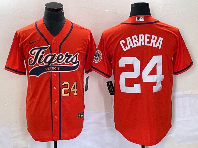 Men Detroit Tigers #24 Cabrera Orange Joint Name 2025 Nike MLB Jersey style 3